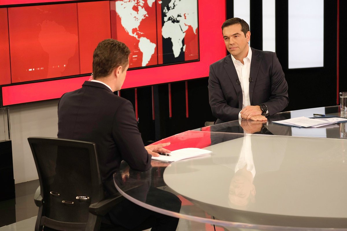 Συνέντευξη του Αλέξη Τσίπρα στο κεντρικό δελτίο ειδήσεων του Alpha και στον δημοσιογράφο Αντώνη Σρόιτερ