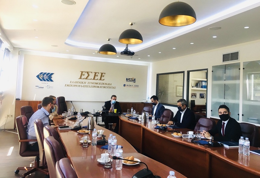 Συνάντηση Αλ. Χαρίτση, Χ. Μαμουλάκη και Γ. Σαρακιώτη με την Ελληνική Συνομοσπονδία Εμπορίου και Επιχειρηματικότητας (ΕΣΕΕ)