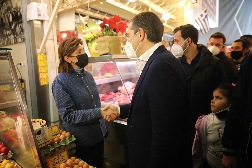 Επίσκεψη του Αλέξη Τσίπρα στην αγορά της Καλλιθέας