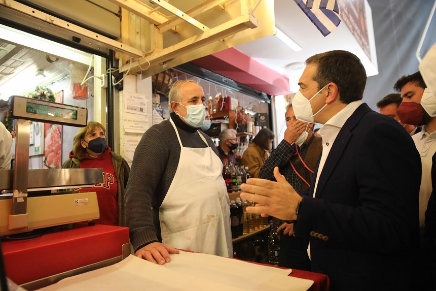 Επίσκεψη του Αλέξη Τσίπρα στην αγορά της Καλλιθέας