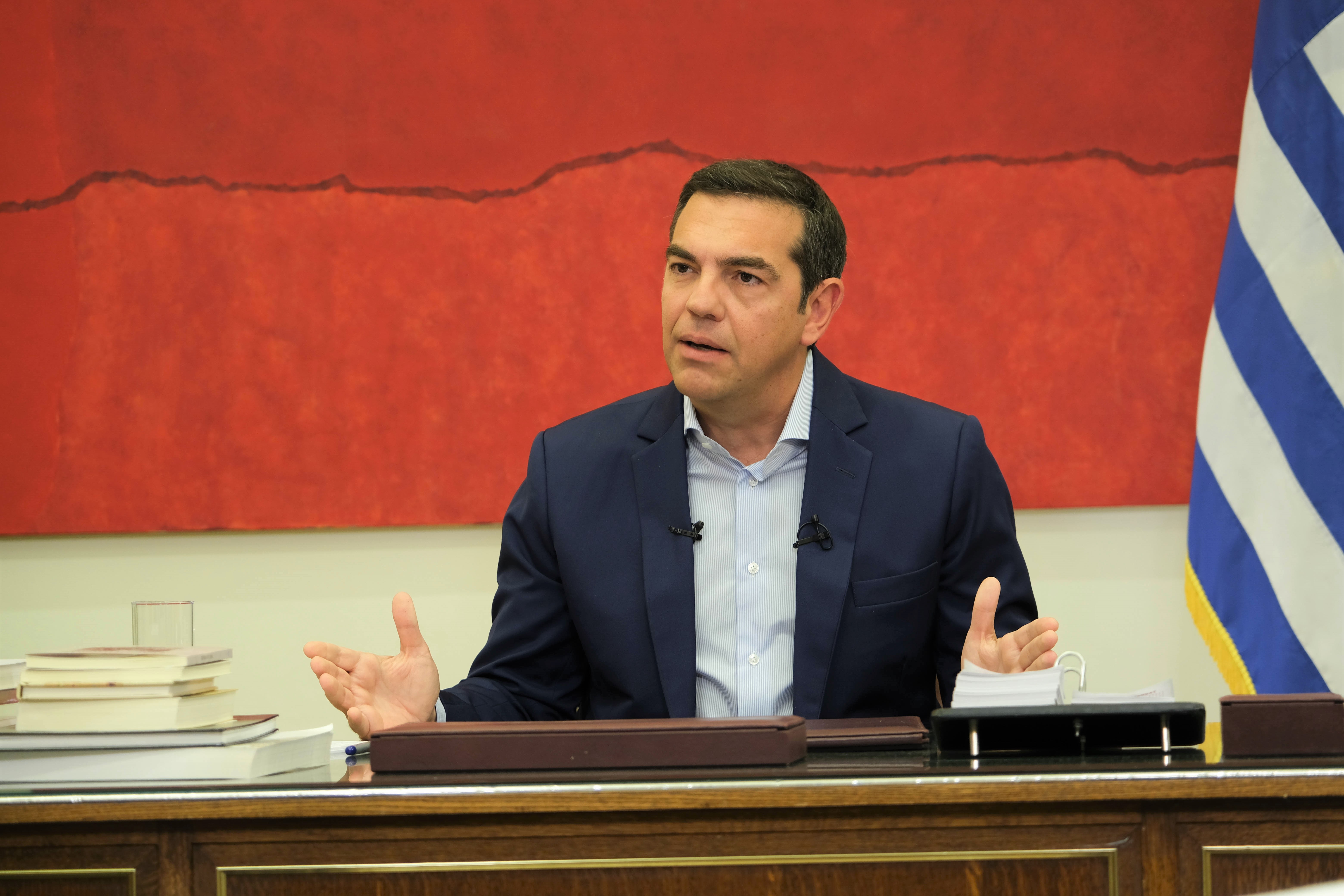 Συνέντευξη του προέδρου του ΣΥΡΙΖΑ Προοδευτική Συμμαχία, Αλέξη Τσίπρα, στη διακαναλική εκπομπή +NEWS