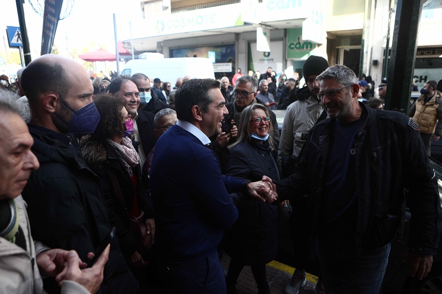 Επίσκεψη του Προέδρου του ΣΥΡΙΖΑ - Προοδευτική Συμμαχία στην αγορά του Κορυδαλλού
