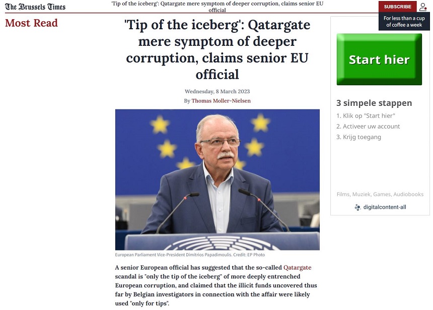 Συνέντευξη του Δημήτρη Παπαδημούλη στο ειδησεογραφικό Brussels Times για το σκάνδαλο Qatargate