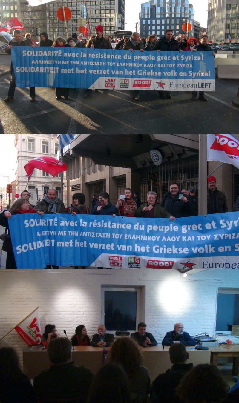 Φωτογραφίες και βίντεο από την πορεία και αργότερα την εκδήλωση συμπαράστασης στο ΣΥΡΙΖΑ, στις Βρυξέλλες