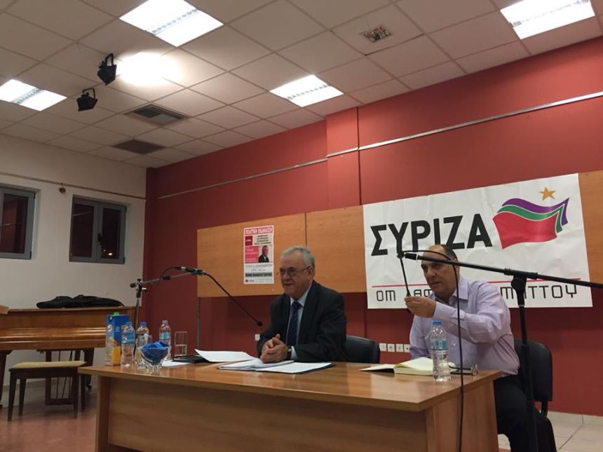 Από την εκδήλωση της Ν.Ε. Ανατολικής Αθήνας και της Ο.Μ. Δάφνης - Υμηττού του ΣΥΡΙΖΑ με ομιλητή τον αντιπρόεδρο της κυβέρνησης Γ. Δραγασάκη