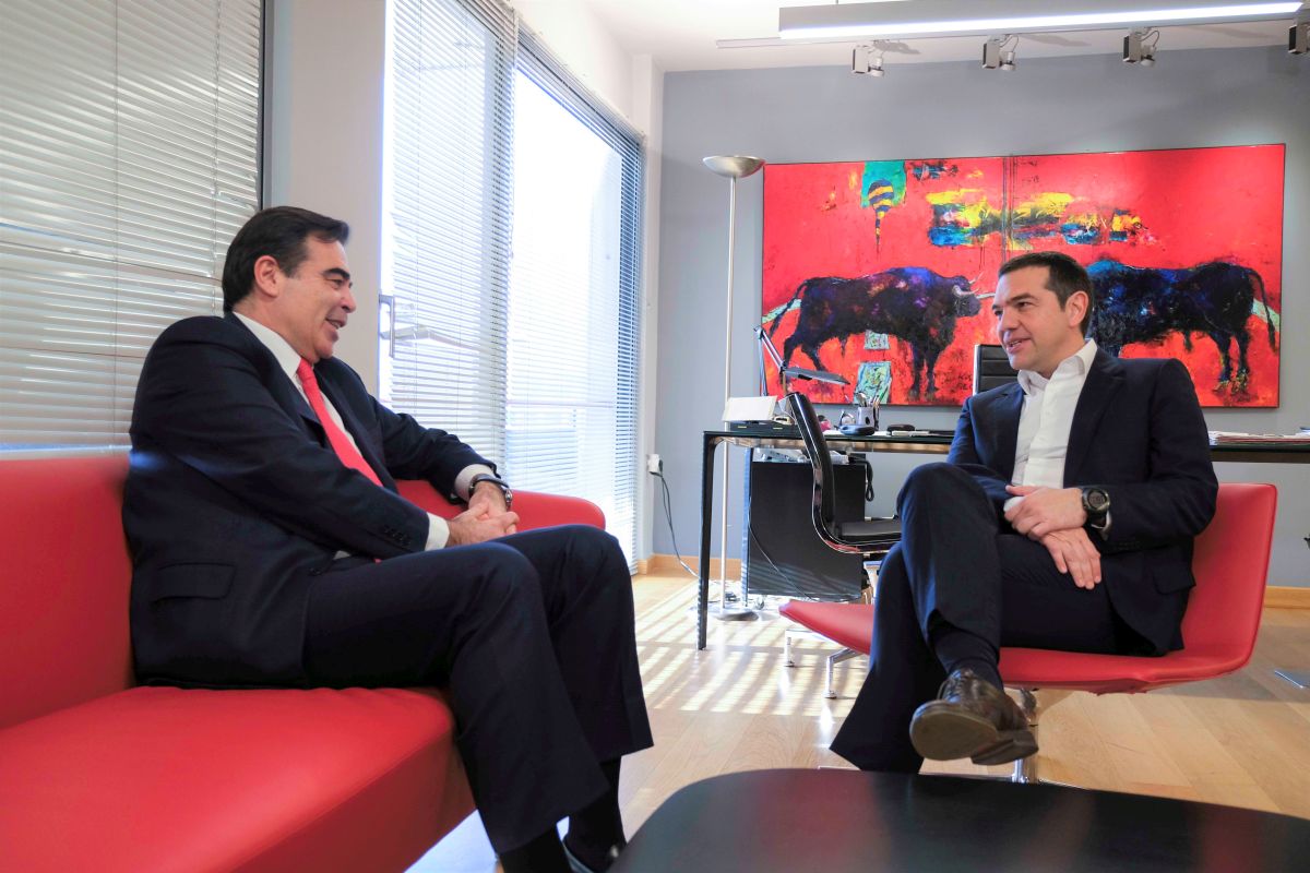 Συνάντηση του Αλέξη Τσίπρα με τον Αντιπρόεδρο της Ευρωπαϊκής Επιτροπής, Μαργαρίτη Σχοινά